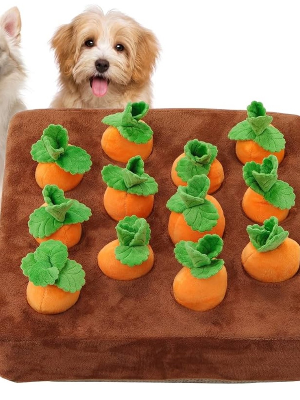 Interactive squeaky carrot puzzle toy for small/medium dogs